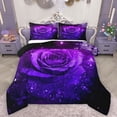 thumbnail image 1 of Homewish Valentine'S Day Rose Full Size Comforter Sets,Silver Sequin Print Bedding Comforter Set,Purple Black Bedding Sets For Men Women,Luxury Bedroom Decor Reversible,3pcs, 1 of 8