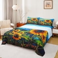thumbnail image 1 of Homewish Vibrant Farmhouse Sunflower Twin Sheet Sets, Retro Western Artwork Twin Fitted Sheet, Countryside Flat Sheet, Breathable Home Decor, 3-Piece, 1 of 7