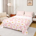 thumbnail image 1 of Homewish Vibrant Pink Flower Bed Sheets for Kid, Groovy Daisy Floral King Sheets, Kawaii Cartoon Theme Sheet Set, Microfiber Bedroom Decor, 4-Piece, 1 of 7