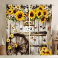thumbnail image 1 of Homewish Vibrant Sunflower Floral Blackout Curtains Set of 2 (52x84 Each) for Kids, Rustic Wooden Plank Window Curtains, Cartoon Butterfly Curtains and Drapes, Window Curtains Decor, 1 of 6