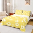 thumbnail image 1 of Homewish Vibrant Yellow Daisy Twin Sheet Sets for Teen, Groovy Flower Floral Twin Fitted Sheet, Cute Cartoon Theme Flat Sheet, Breathable Home Decor, 3pcs, 1 of 7