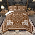 thumbnail image 1 of Homewish Victorian Flower Full Size Comforter Sets,Retro Abstract Damask Bedding Comforter Set,Brown White Bedding Sets For Men Women,,Lightweight Room Decorative Reversible,3-Piece, 1 of 8