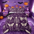 thumbnail image 1 of Homewish Victorian Halloween Skeleton Queen Comforter Set,Moth Botanical Pattern Comforter Sets Queen,Purple Cream,Black Reversible,3-Piece,1 Comforter and 2 Pillowcases, 1 of 7
