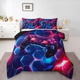 thumbnail image 1 of Homewish Video Game 3-Piece Full Size Comforter Sets,Abstract Gamepads Bedding Comforter Set,Geometric Honeycomb Lightweight Bedding Sets,Ultra Soft Home Decor,Reversible, 1 of 8