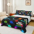 thumbnail image 1 of Homewish Video Game 4pcs Bed Sheets For Boys Girls,Abstract Graffiti Splash King Sheets,Black Gamepads Super Cozy Sheet Set,Microfiber Bedroom Decor, 1 of 7