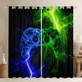 thumbnail image 1 of Homewish Video Game Black Out Curtains for Female Men Adults,Blue Green Curtains Pack of 2 (42x63 Each),Abstract Lightning Gamepads Bedroom Curtains,Microfiber Bedroom Decor, 1 of 6