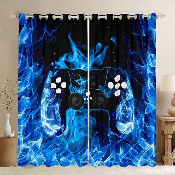 Homewish Video Game Black Out Curtains for Kids Children Teens,Abstract Gamepads Curtains Pack of 2 (42x63 Each),Gradient Ombre Bedroom Curtains,Ultra Soft Home Decor