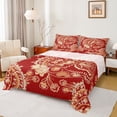 thumbnail image 1 of Homewish Vinatbe Red Paisley Bed Sheets, Western Hippie Bohemian King Sheets, Rustic Damask Floral Sheet Set, Lightweight Room Decor, 4 Pieces, 1 of 7