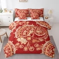 thumbnail image 1 of Homewish Vinatbe Red Paisley Twin Bedding Sets 7-Piece, Western Hippie Bohemian Bedding Comforter Set, Rustic Damask Floral Reversible Sheet Sets, Lightweight Room Decor, 1 of 7