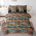 thumbnail image 1 of Homewish Vintage Abstract Ombre Bedding Comforter Set 7-Piece, Red Blue Stripes King Bedding Sets, Teens Kids Adult Men Women Reversible Bed Sheets, Super Cozy Room Decor, 1 of 7