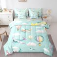thumbnail image 1 of Homewish Vintage Airplane Boys Bedding Comforter Set 7-Piece, Kawaii Cartoon Aircraft King Bedding Sets, Hot Air Balloon Print Reversible Bed Sheets, Breathable Home Decor, 1 of 7