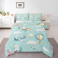 thumbnail image 1 of Homewish Vintage Airplane Boys Full Size Comforter Sets, Kawaii Cartoon Aircraft Bedding Comforter Set, Hot Air Balloon Print Reversible Bedding Sets, Breathable Home Decor, 3-Piece, 1 of 8