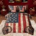 thumbnail image 1 of Homewish Vintage American Flag Bedding Comforter Set 7 Pieces, Old Barn Door Full Bedding Set, Stripes Abstract Ombre Reversible Fitted Sheet Flat Sheet, Breathable Home Decor, 1 of 7