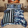 thumbnail image 1 of Homewish Vintage American Flag Full Size Comforter Sets,Rustic Camo Camouflage Bedding Comforter Set,Blue White Bedding Sets For Boys Teens,Ultra Soft Home Decor Reversible,3 Pieces, 1 of 8