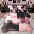thumbnail image 1 of Homewish Vintage Artwork Adult Twin Bedding Sets 7-Piece, Black Pink Square Abstract Bedding Comforter Set, Fashion Oil Printing Reversible Sheet Sets, Microfiber Bedroom Decor, 1 of 7