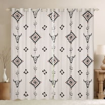 Homewish Vintage Aztec Black Out Curtains,Rustic Bull Skull Curtains Pack of 2 (42x63 Each),Country Farmhouse Lodge Bedroom Curtains For Boys Teens,Breathable Home Decor