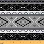 Homewish Vintage Aztec Geometric Fabric by the Yard 2 Yard,Rustic Farmhouse Cabin Room Decor Fabric by the Yard,Black Gray White Fabric for Sewing For Adults,Luxury Bedroom Decor