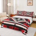 thumbnail image 1 of Homewish Vintage Aztec Print Twin Sheet Sets,Abstract Rhombus Striped Twin Fitted Sheet,Red Black White Flat Sheet For Adults,Luxury Bedroom Decor,3 Pieces, 1 of 7