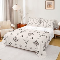 Homewish Vintage Aztec Twin Sheet Sets,Rustic Bull Skull Twin Fitted Sheet,Country Farmhouse Lodge Flat Sheet For Boys Teens,Breathable Home Decor,3 Pieces