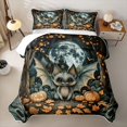 thumbnail image 1 of Homewish Vintage Bat Pumpkin Halloween Quilt King for Boys Girls, Forest Autumn Maple Moon King Coverlet Set, 3pcs, 1 of 7