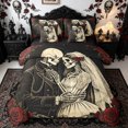 thumbnail image 1 of Homewish Vintage Black Rose Skeleton Wedding Twin Bedding for Men, Romance Floral Bedding Comforter Set, Black Reversible, 7 Pieces, 1 of 7