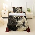 thumbnail image 1 of Homewish Vintage Black Rose Skeleton Wedding Twin Sheets for Men, Romance Floral Bedding, 3 Pieces, 1 Flat Sheet, 1 Fitted Sheet and 1 Pillowcase, 1 of 5