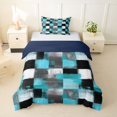 thumbnail image 1 of Homewish Vintage Blue Checkered Twin Duvet Cover,Grunge Abstract Art Twin Bedding,Navy Blue Reversible,2-Piece,1 Duvet Cover and 1 Pillowcase, 1 of 6