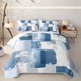 thumbnail image 1 of Homewish Vintage Blue Plaid Quilt King,Grunge Aesthetic King Coverlet Set,3 Pieces, 1 of 7