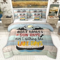 Homewish Vintage Boat Twin Bedding Sets 7-Piece for Teens Boys Girls,Lake House Bedding Comforter Set Microfiber,Lodge Cabin Breathable Sheet Sets,Luxury Bedroom Decor,Reversible