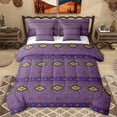 thumbnail image 1 of Homewish Vintage Boho Aztec Bedding Comforter Set 7pcs for Female, Purple Stripes Triangle Queen Bedding Sets, Southwestern Theme Reversible Queen Sheet Sets, Luxury Bedroom Decor, 1 of 7