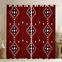 Homewish Vintage Boho Aztec Black Out Curtains for Adult, Maroon Abstract Ombre Curtains Pack of 2 (42x63 Each), Hippie Mandala Style Bedroom Curtains, Living Room Curtains Decor