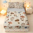 thumbnail image 1 of Homewish Vintage Botanical Mushroom Zipper Queen Comforter Set with Fitted Sheet and 2 Pillowcases,Retro Fungus Plant Zipper Bedding Set,Light Gray Reversible,4pcs, 1 of 8