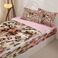 thumbnail image 1 of Homewish Vintage Bowknot Girls Zipper Twin Comforter Sets with Fitted Sheet and 2 Pillowcases, Pink Gold Cheetah Print Zipper Bedding Set, Pink Reversible, 4 Pieces, 1 of 6