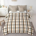 thumbnail image 1 of Homewish Vintage Buffalo Plaid Twin Bedding Sets 7-Piece, White Orange Stripes Abstract Bedding Comforter Set, Teens Kids Adult Reversible Sheet Sets, Breathable Home Decor, 1 of 7