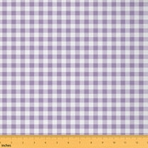 Homewish Vintage Checkered Teens Fabric by the Yard 1 Yard, Square Rectangle Abstract Room Decor Fabric by the Yard, Chic Purple Plaid Sewing Fabric, Breathable Home Decor