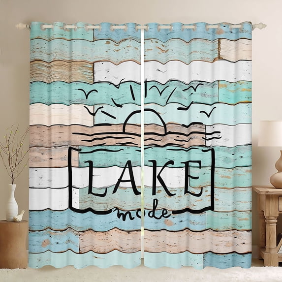 Homewish Vintage Cottage Blackout Curtains Set of 2 (52x84 Each) for Teens Boys Girls,Lake House Window Curtains,Lodge Cabin Curtains and Drapes,Luxury Bedroom Decor