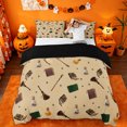 thumbnail image 1 of Homewish Vintage Cottage Witch Halloween Duvet Cover Queen,Magical Book Print Queen Bedding,Beige Tan,Black Reversible,3pcs,1 Duvet Cover and 2 Pillowcases, 1 of 6
