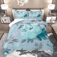 thumbnail image 1 of Homewish Vintage Cyan Flower Queen Comforter Set, Chic Watercolor Rose Bedding Sets, Southwestern Theme Reversible Bedding Comforter Set, Microfiber Bedroom Decor, 3pcs, 1 of 8