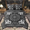 thumbnail image 1 of Homewish Vintage Damask Floral 7-Piece Bedding Comforter Set,Boho Style King Bedding Sets,White Black Bed Sheets For Adults,Breathable Bedroom Decorative Reversible, 1 of 8