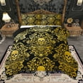 thumbnail image 1 of Homewish Vintage Damask Floral Full Size Comforter Sets,Gothic Skull Bedding Comforter Set,Gold Spooky Halloween Bedding Sets,Breathable Bedroom Decorative Reversible,3pcs, 1 of 8