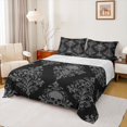 thumbnail image 1 of Homewish Vintage Damask Skull Bed Sheets,Gothic Halloween Full Size Sheets,Black Gray,4pcs,1 Flat Sheet, 1 Fitted Sheet and 2 Pillowcases, 1 of 6