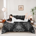 thumbnail image 1 of Homewish Vintage Damask Skull Bedding,Gothic Halloween Duvet Cover Full,Black Gray,Black Reversible,3pcs,1 Duvet Cover and 2 Pillowcases, 1 of 6
