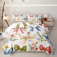 thumbnail image 1 of Homewish Vintage Floral Bow Twin Quilt Set For Women,Red Blue Yellow Retro Twin Coverlet Set,2 Pieces, 1 of 7
