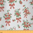 thumbnail image 1 of Homewish Vintage Garden Flower Fabric by the Yard 1 Yard for Adult, Orange Ribbon Bowknot Room Decor Fabric by the Yard, Rustic Plant Sewing Fabric, Microfiber Bedroom Decor, 1 of 6