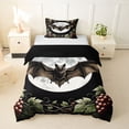 thumbnail image 1 of Homewish Vintage Gothic Bat Twin Duvet Cover for Adults, Rustic Grape Moon Twin Bedding, Black Reversible, 2-Piece, 1 Duvet Cover and 1 Pillowcase, 1 of 6