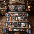 thumbnail image 1 of Homewish Vintage Gothic Bookshelf Full Size Bedding Sets for Women, Book Skull Witch Shelf Full Size Bed in a Bag, Black Reversible, 7-Piece, 1 of 7