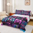 thumbnail image 1 of Homewish Vintage Gothic Skull Queen Sheet Sets,Happpy Valentine'S Day Flat Sheet,Purple Blue Black Queen Fitted Sheet For Men Women,4-Piece, 1 of 7