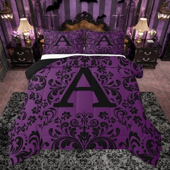 Homewish Vintage Hippie Damask Bedding Comforter Set for Women, Tribal Initial A Letter Twin Comforter Sets, Western Bohemian Reversible Bedding Set, Luxury Bedroom Decor, 2-Piece