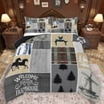 thumbnail image 1 of Homewish Vintage Horseshoe Full Size Comforter Sets,Country Farmhouse Lodge Bedding Comforter Set,Gray Beige Plaid Bedding Sets For Kids,Ultra Soft Home Decor Reversible,3-Piece, 1 of 8
