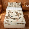 thumbnail image 1 of Homewish Vintage Mallard Duck Zipper Queen Comforter Set with Fitted Sheet and 2 Pillowcases,Rustic Bird Zipper Bedding Set For Boys,Reversible,4pcs, 1 of 7